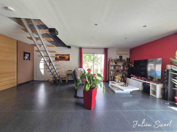 Maison contemporaine ossature bois 135 m² – DPE A – Piscine – Terrain 573 m²