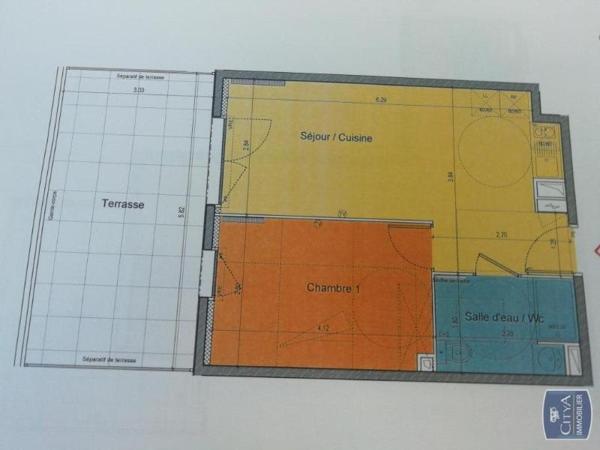 Appartement à louer 2 pièces 37.55m²