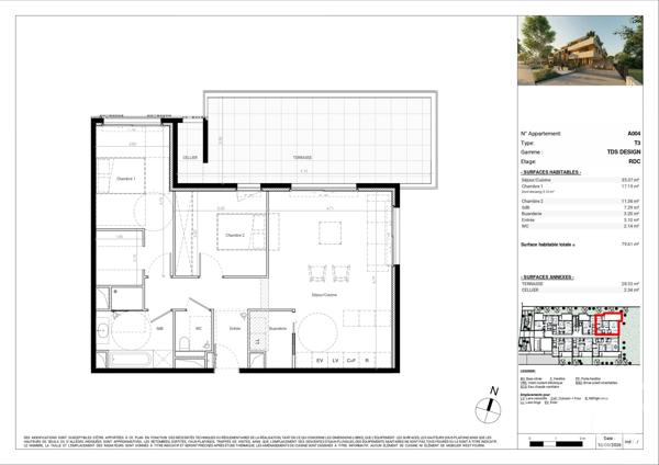 Appartement T3 à vendre  3 pièces - 79,61 m 2   BAILLARGUES  - 34