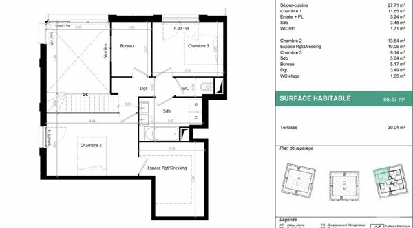 Appartement F4 à vendre  4 pièces - 99,67 m2 VILLENAVE D ORNON - 33