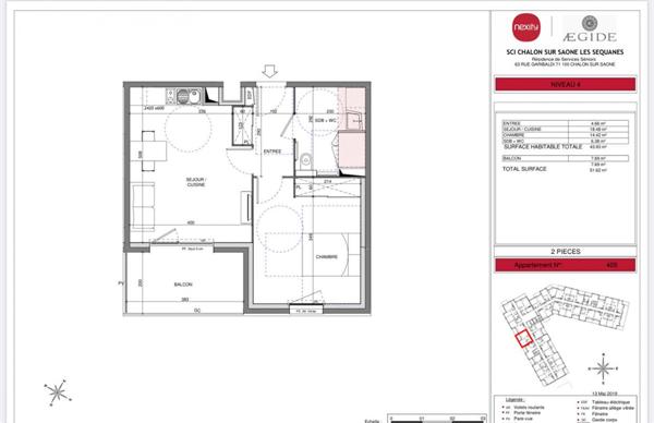 Appartement  2 pièce(s) 43.88 m2  secteur Garibaldi