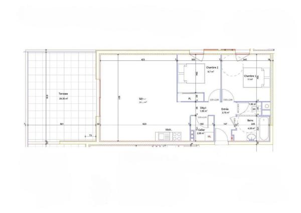 Appartement 3 pièces - 69 m²