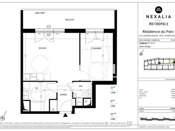 Location Appartement 2 pièces 44.7 m² - 50 RUE G. LENOTRE Rambouillet 78120