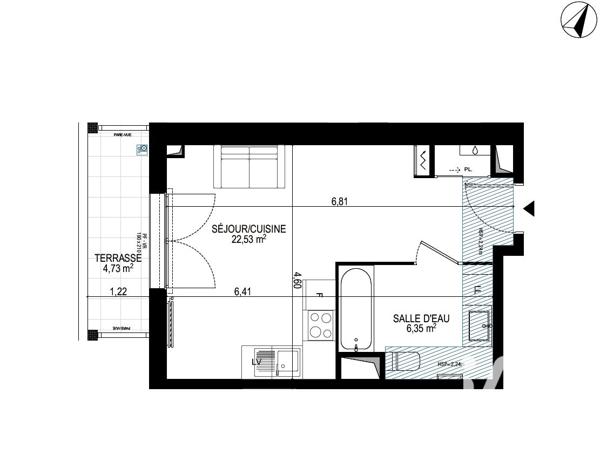 Studio à vendre 28,88 m² Monteux
