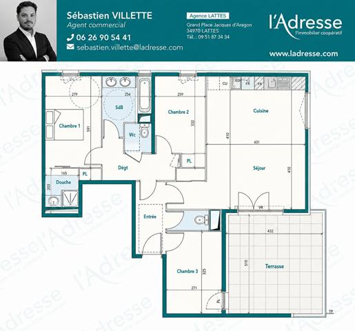 LATTES - MAURIN - APPARTEMENT 4 PIÈCES 86M2 - DPE A - 3 CHAMBRES - GRANDE TERRASSE 20M2 - DOUBLE STATIONNEMENT - RÉSIDENCE RÉCENTE 2015 - DPE A