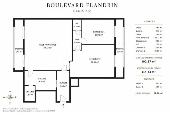 Appartement
         3 pièces
        - 102 m² Bien prestige 1 770 000 € *