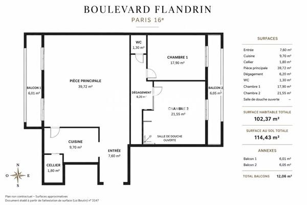 Appartement
         3 pièces
        - 102 m² Bien prestige 1 770 000 € *