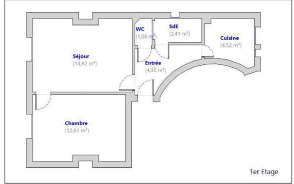 Appartement à vendre    2 pièces • 39,78 m2 Paris 18