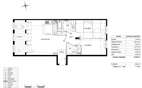Appartement à vendre 3 pièces 64 m² Le Plessis-Robinson