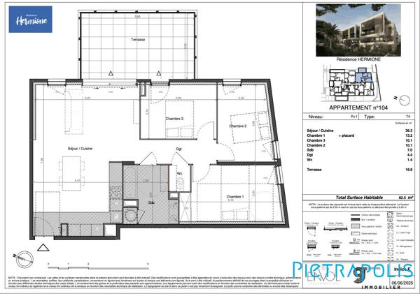 SÈTE - RÉSIDENCE HERMIONE : Appartement T4 82,5m², terrasse 18,8m², parking