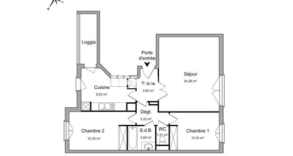 Location Appartement 3 pièces 68.39 m² - Montesson 78360
