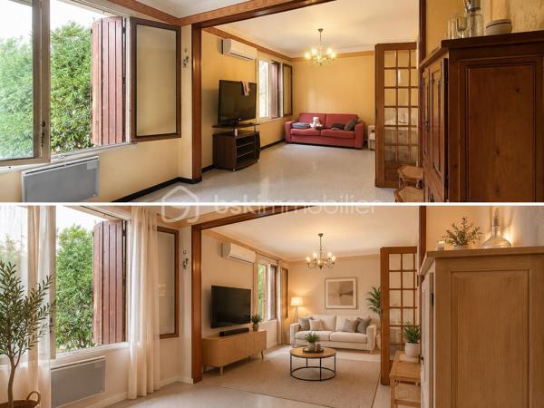 Située Route de Beaucaire à Nîmes, dans un renfoncement qui la préserve des nuisances de la circulation, cette maison traditionnelle de plain-pied d'environ 83 m² offre un cadre de vie agréable, à proximité immédiate des commerces, des écoles et de toutes les commodités.

Implantée sur un terrain arboré de 439 m², sans vis-à-vis, elle séduira les amateurs de rénovation souhaitant créer un intérieur à leur image.

La maison se compose de :

Une cuisine indépendante,
Un vaste salon-séjour lumineux,
Deux chambres,
Une salle de bains,
Un WC indépendant.

À l'extérieur, vous profiterez d'une agréable terrasse donnant sur un jardin verdoyant, d'un garage attenant aménagé, d'un abri de jardin ainsi que d'un forage, un véritable atout pour l'entretien des espaces extérieurs.

Côté équipements, la maison dispose de :

Menuiseries bois avec double vitrage,
Climatisation dans le séjour ainsi que dans une chambre.

Des travaux de rénovation sont à prévoir, permettant de moderniser les prestations et de révéler tout le potentiel de cette construction traditionnelle, reconnue pour sa solidité.

Son implantation en retrait de la route, son jardin arboré sans vis-à-vis, ses dépendances et sa proximité avec toutes les commodités en font une belle opportunité, que ce soit pour une résidence principale ou un investissement.

Une maison offrant de belles bases et un fort potentiel de valorisation après rénovation.

N'attendez plus pour venir la découvrir !