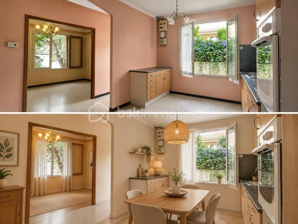 Située Route de Beaucaire à Nîmes, dans un renfoncement qui la préserve des nuisances de la circulation, cette maison traditionnelle de plain-pied d'environ 83 m² offre un cadre de vie agréable, à proximité immédiate des commerces, des écoles et de toutes les commodités.

Implantée sur un terrain arboré de 439 m², sans vis-à-vis, elle séduira les amateurs de rénovation souhaitant créer un intérieur à leur image.

La maison se compose de :

Une cuisine indépendante,
Un vaste salon-séjour lumineux,
Deux chambres,
Une salle de bains,
Un WC indépendant.

À l'extérieur, vous profiterez d'une agréable terrasse donnant sur un jardin verdoyant, d'un garage attenant aménagé, d'un abri de jardin ainsi que d'un forage, un véritable atout pour l'entretien des espaces extérieurs.

Côté équipements, la maison dispose de :

Menuiseries bois avec double vitrage,
Climatisation dans le séjour ainsi que dans une chambre.

Des travaux de rénovation sont à prévoir, permettant de moderniser les prestations et de révéler tout le potentiel de cette construction traditionnelle, reconnue pour sa solidité.

Son implantation en retrait de la route, son jardin arboré sans vis-à-vis, ses dépendances et sa proximité avec toutes les commodités en font une belle opportunité, que ce soit pour une résidence principale ou un investissement.

Une maison offrant de belles bases et un fort potentiel de valorisation après rénovation.

N'attendez plus pour venir la découvrir !
