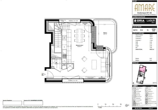 Appartement T4 à vendre  4 pièces - 94,42 m2 DUNKERQUE - 59