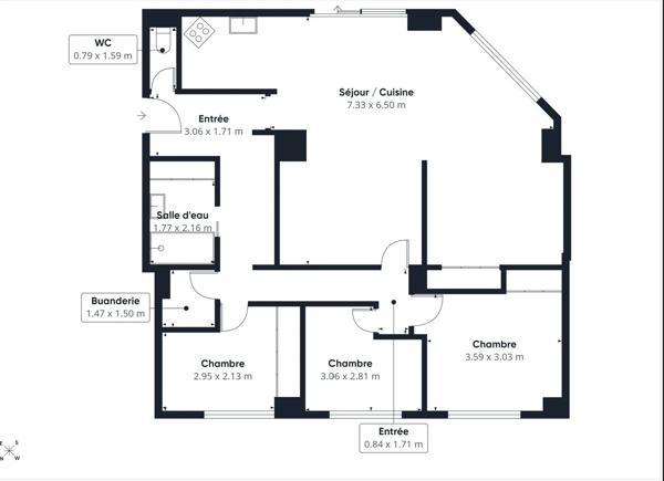 Appartement F3 Bis à vendre  4 pièces - 98,20 m 2   LA ROCHE SUR YON  - 85