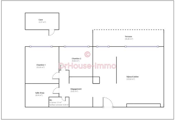 Appartement à vendre 3 pièces de 65 m²