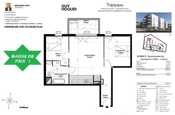 STOP AFFAIRE : T3 NEUF + PARKING PTZ TVA 5.5 FRAIS NOTAIRE CUISINE OFFERTS