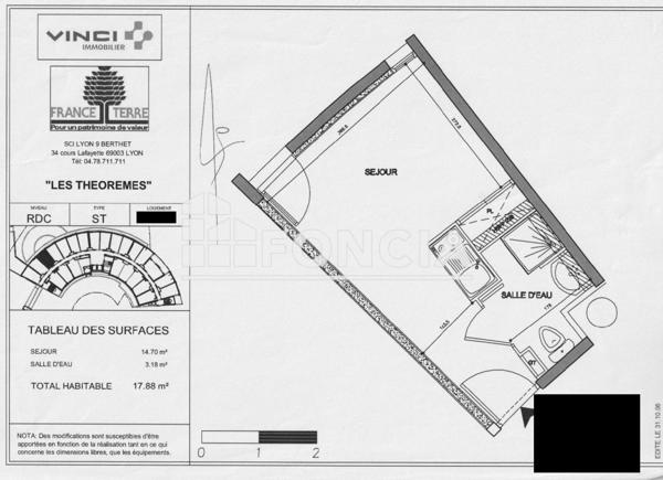 À vendre Studio 17.88 m² - Lyon 69009