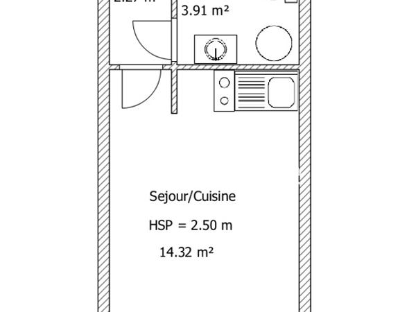 Location Studio 20.5 m² - 128-130 RUE PAUL DOUMER Loos 59120