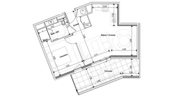 Appartement à vendre 2 pièces 42 m² Riom