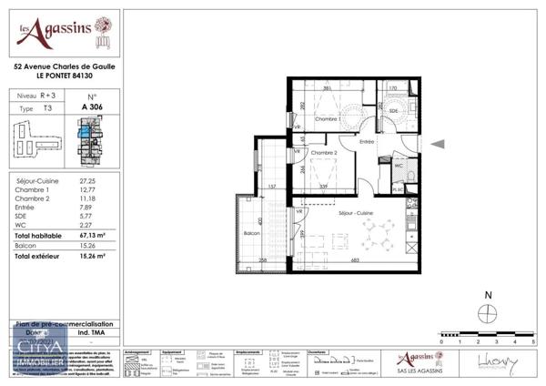 Appartement à louer 3 pièces 67.13m² Le Pontet (84130)