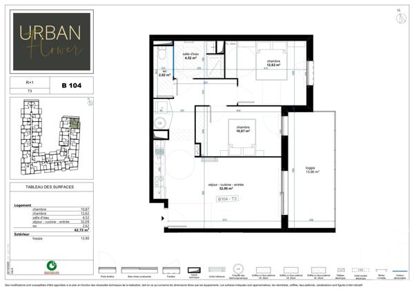 Appartement T3 à vendre  3 pièces - 62,72 m2 NARBONNE - 11