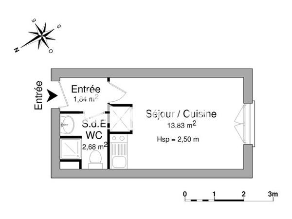 Location Studio 18.35 m² - 36 BOULEVARD DES BELGES La Roche Sur Yon 85000
