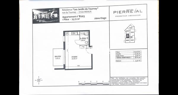 À vendre Studio 27 m² - Meaux 77100