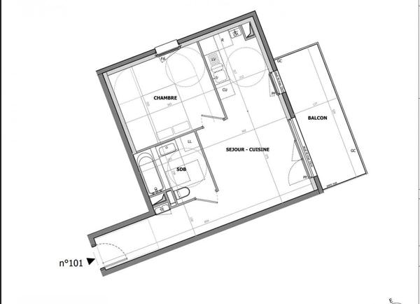 Appartement Fontaines Sur Saone 2 pièce(s) 42.58 m2