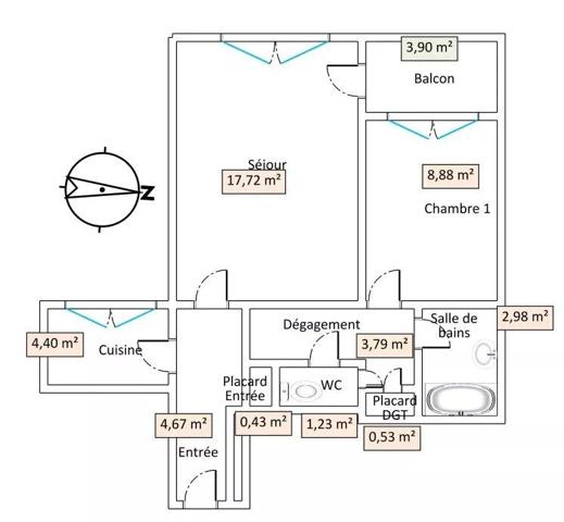 Vente                                                      Appartement
                        
                     2 pièces                      44 m2                     à Asnières-sur-Seine
