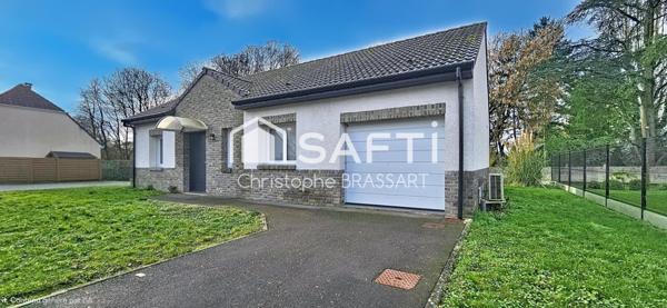 AUBIGNY-EN-ARTOIS – Maison plain-pied récente, 2 chambres, jardin et garage