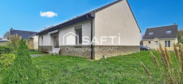 AUBIGNY-EN-ARTOIS – Maison plain-pied récente, 2 chambres, jardin et garage