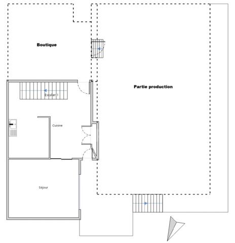 Ensemble immobilier - Local commercial, partie production et son habitation avec vue sur rivière