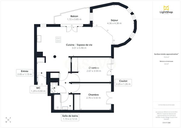 Vente Appartement 3 pièces de 74m² - 92350 Le Plessis-Robinson
