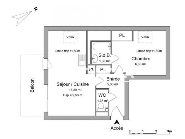 Location Studio 31.1 m² - BAT H - 58 IMPASSE DES GENTIANES Gex 01170