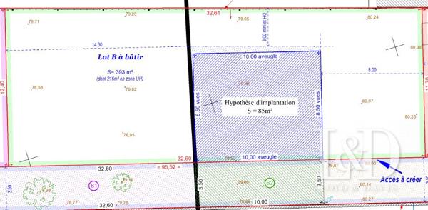 TERRAIN DE 393 M² Lot B ARRIERE