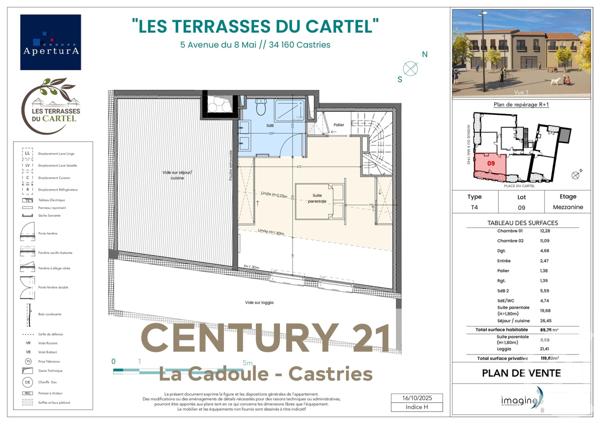 Appartement T4 à vendre  4 pièces - 89,75 m2 CASTRIES - 34
