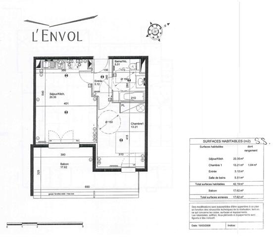 APPARTEMENT COLOMIERS - 2 pièces - 42,19 m2