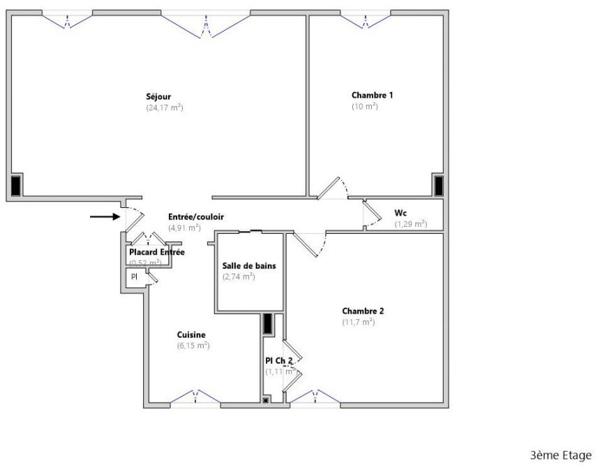 Appartement 3 pièces impeccable