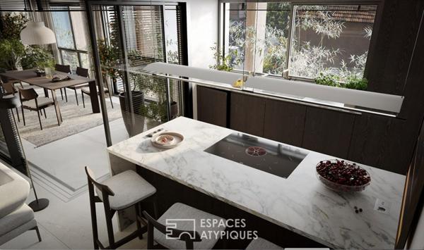 Appartement atypique avec terrasse et commerces à pied