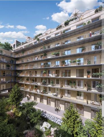 appartement T2 neuf à vendre PARIS 18e, surface habitable 34.50 m2 + balconnet 1.40 m2.