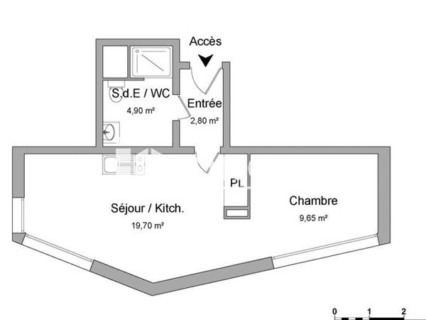 Location Studio 37.05 m² - 1 BOULEVARD VILLEBOIS MAREUIL Rennes 35000