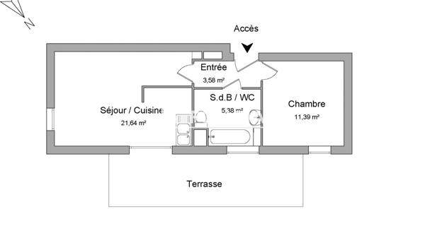 Location Appartement 2 pièces 41.99 m² - Dijon 21000