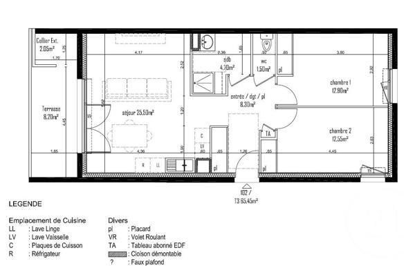 Appartement F3 à vendre  3 pièces - 65,20 m2 ANTHY SUR LEMAN - 74