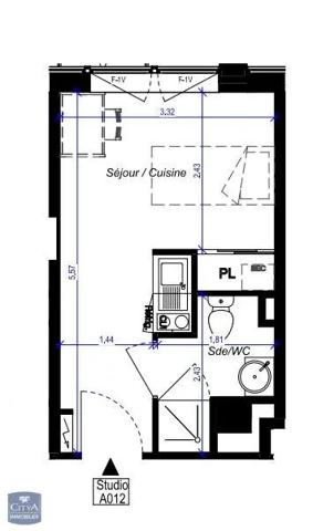 Appartement à louer 1 pièce 17.12m² Orléans (45100)
