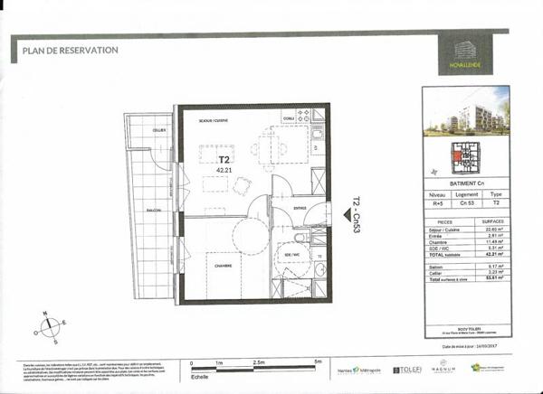 Appartement à louer 680 € CC ST HERBLAIN 2 p 42 m² DPE B