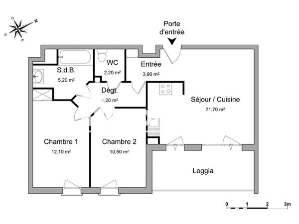 Location Appartement meublé 3 pièces 59.8 m² - 40 RUE COLIN Montpellier 34000