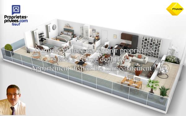 T4 lumineux de 89 m², terrasse de 63 m², avec vue panoramique sur le bassin de Thau