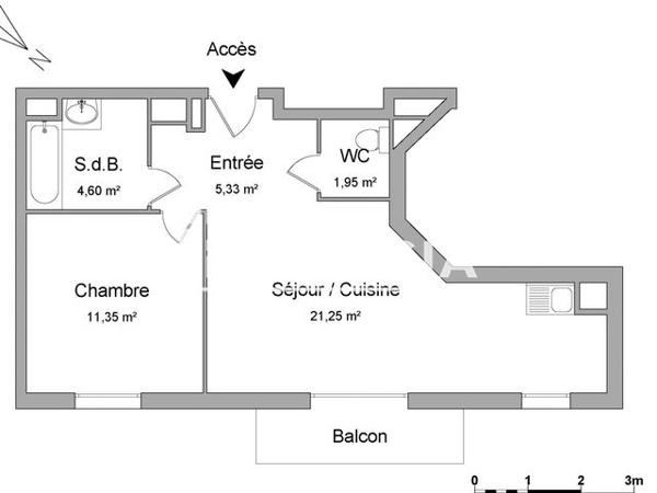 Location Appartement 2 pièces 44.48 m² - 9 ALLEE HENRI DUNANT Joinville-le-pont 94340
