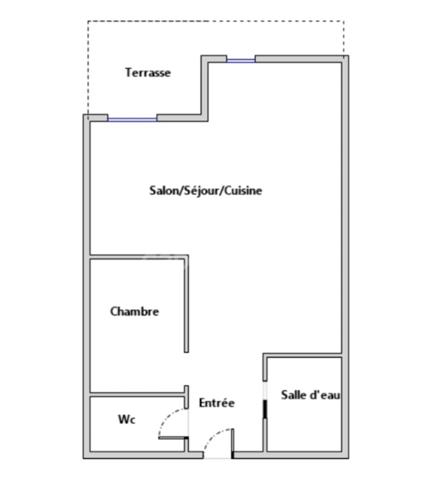 Studio rénové de 24m² avec chambre cabine - Terrasse